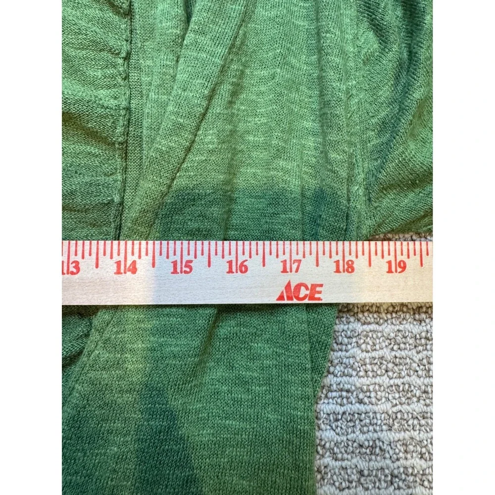 Soft‎ Surroundings Green Linen Blend Open Front Cardigan Sweater with Detail